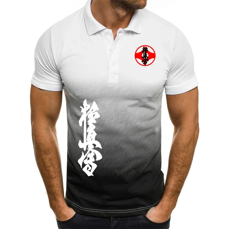 Kyokushin Karate Printed Lapel men T shirt Men POLO shirt Color contrast design Comfortable breathable Harajuku men's POLO shirt