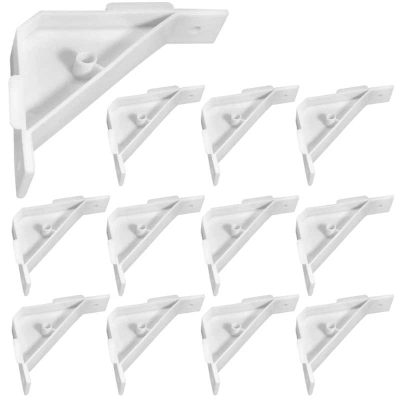 

02DC Easy Installation Pack of 12 Corner Bracket Stand In White Plastic for Cabinet and Shelf Support Furniture Reinforcement