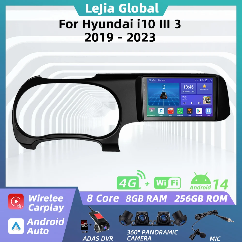 Car Multimedia Player For Hyundai i10 III 3 2019 - 2023 LHD Android Car Radio Carplay Auto GPS Navigation Touch Stereo 2 Din 4G