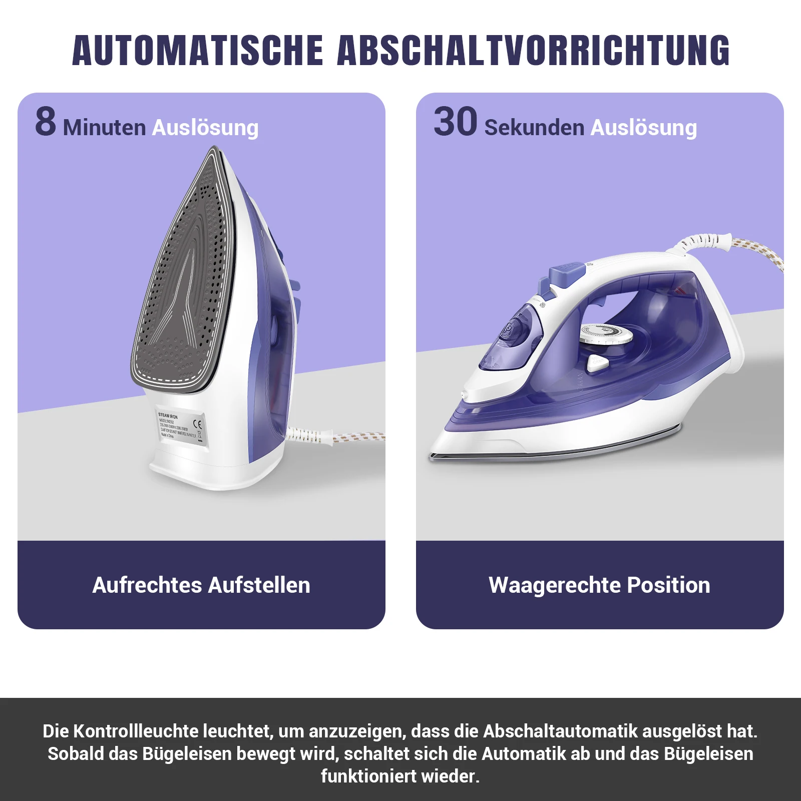 مكواة بخار محمولة بقدرة 3000 وات من BRIEFNESS، خزان 350 مل، قاعدة غير لاصقة، ترموستات قابل للتعديل، مضادة للتنقيط/مضادة للميزان، المنزل/السفر