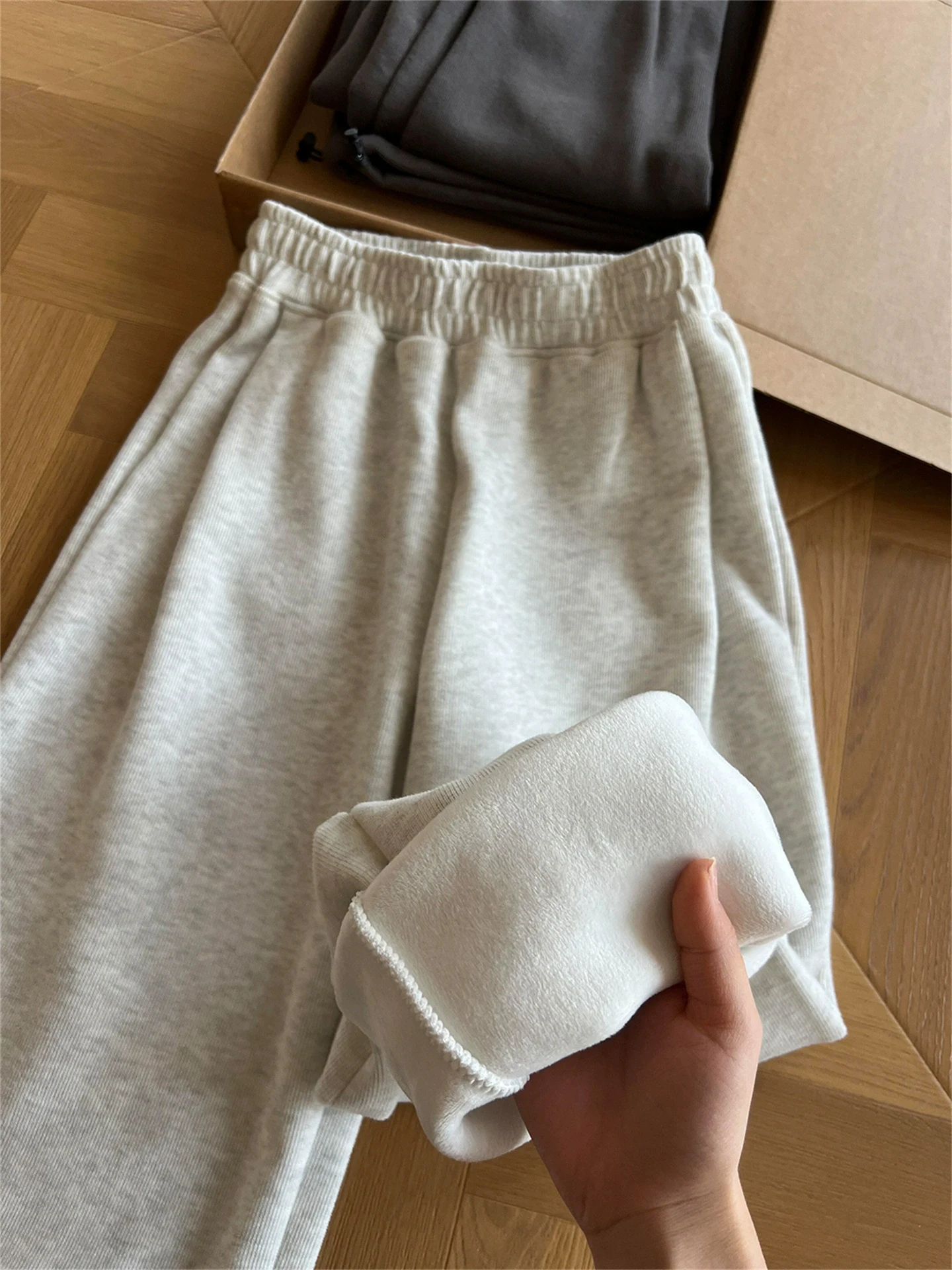 

American Sle Men's Fce Lined Straight Leg Pants Thi Warm Autumn Winter Casual Trousers Lazy Sle High Waist Polyester...