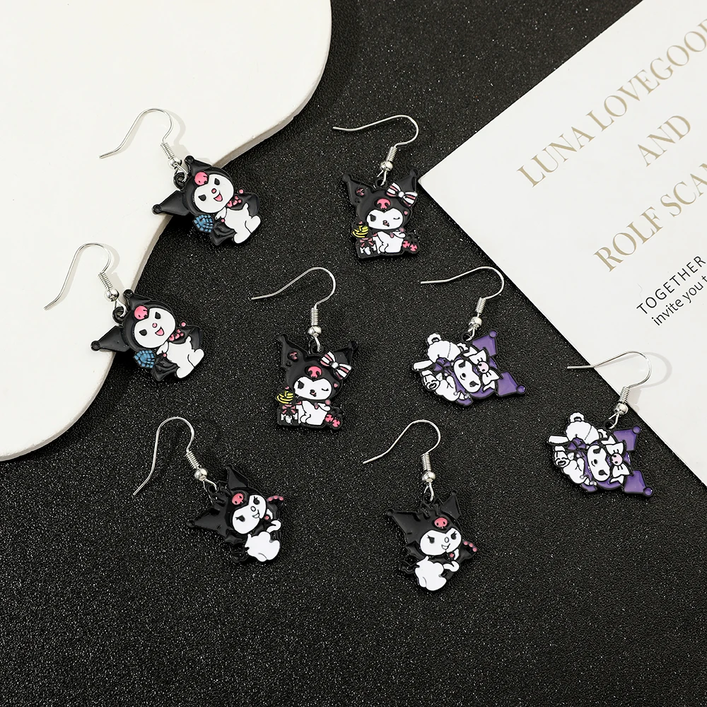 Sanrio Cartoon Earrings for Friends, Cute Kuromi Ear Studs, Birthday Party Jewelry Accessories, Funny Gifts, Fashion