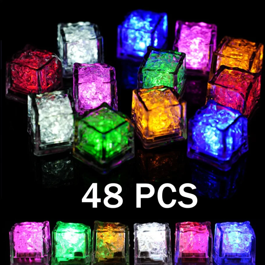 Color changing LED Glow Light Ice Cubes With battery Party Favor DIY Yellow White Flash LED Glowing light For Party Decoration