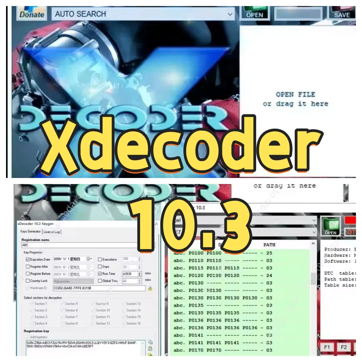 Latest Xdecoder 10.3 with Keygen DTC Remover Crack DTC OFF Delete Software Full Verison for Hyundai/VAG EDC15 EDC16 EDC17 X