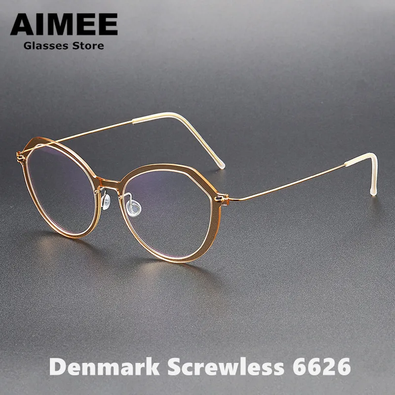 Denmark Brand Glasses Frame Titanium Ultralight Women Fashion Round Myopia Eyeglasses 6626 Men Prescription Spectacles Eyewear