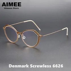 Denmark Brand Glasses Frame Titanium Ultralight Women Fashion Round Myopia Eyeglasses 6626 Men Prescription Spectacles Eyewear
