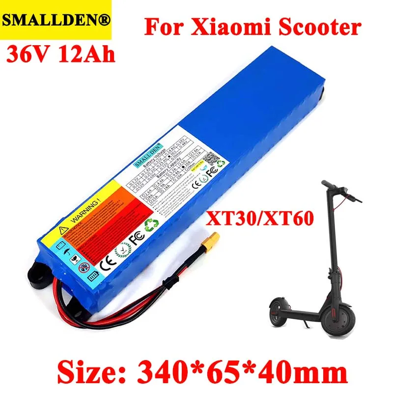 

SMALLDEN 36V 12Ah 18650 lithium battery pack For Xiaomi M365 Foldable Smart Electric Scooter Mi Light Skateboard Power Supply