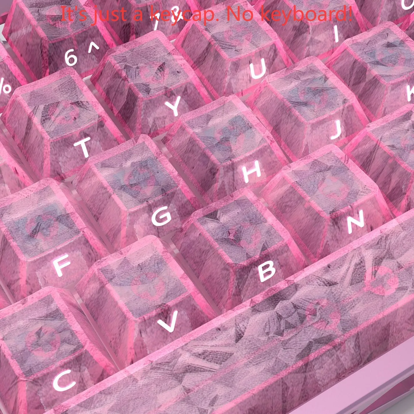 Pink Forged Carbon Texture Side Engraved Ice Carbon Cherry Keycap Kit PC Translucent for 61/75/87/104/108 Mechanical Keyboard