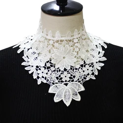 Lace Embroidered Fabric Neckline Detachable Fake Collar DIY Breathable Scarf Around Neck Elegant Hollow Patch