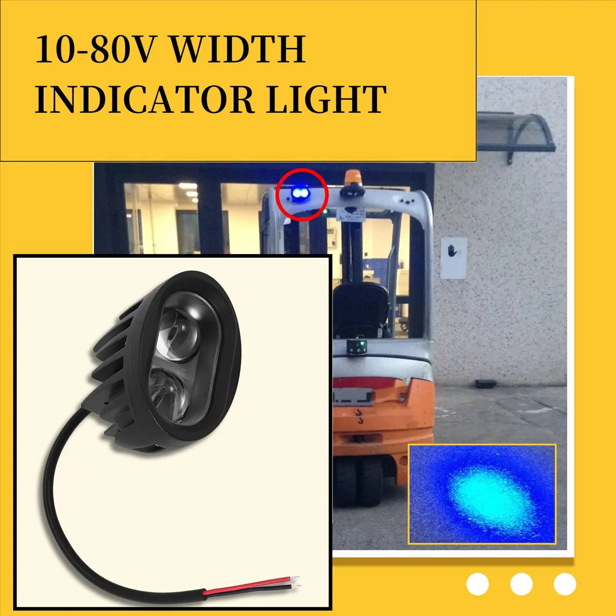 10V-80V Vehicle Blue LED Warning Signal Lamp Forklift Work Light 20W Main in Car Light
