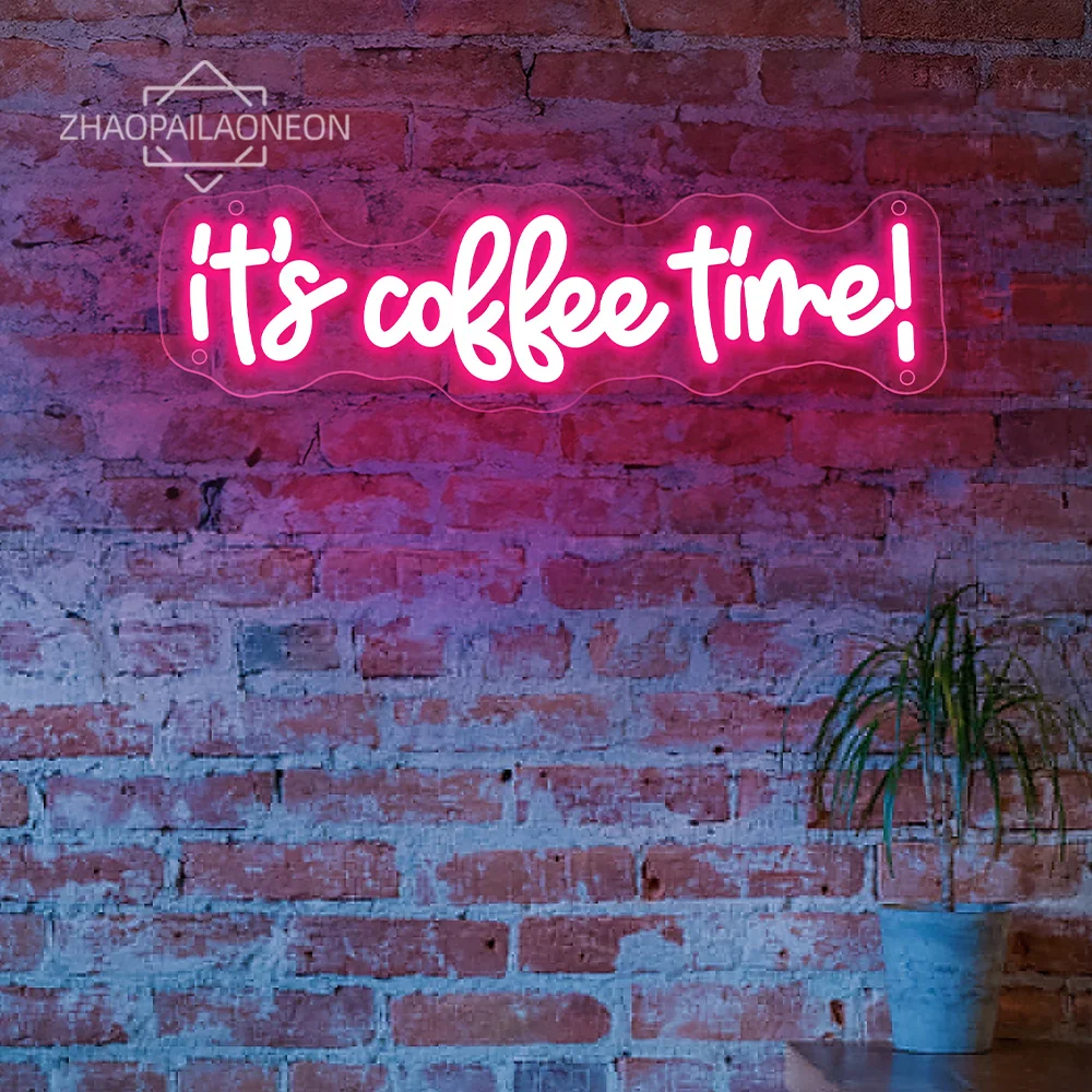 It's Coffee Time Neon Light Sign Signboard Cafe Bar Decor Restaurant Neon Light Wall Art Decoration Coffee Neon Signs LED Lamp