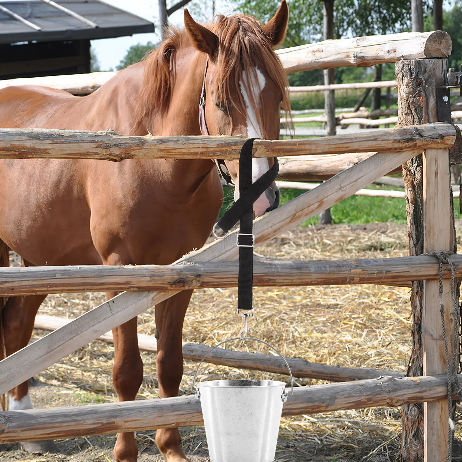 

4Pcs Adjustable Nylon Horse Water Bucket Straps Heavy Duty Hanging Strap for Stall Feeders Outdoor Use Horse Water Bucket