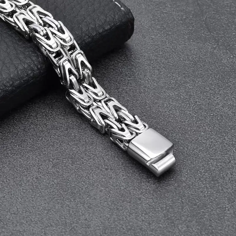 New Smooth 316L Stainless Steel Byzantine Chain Bracelet for Men Women Solid Metal Punk Kpop Gift