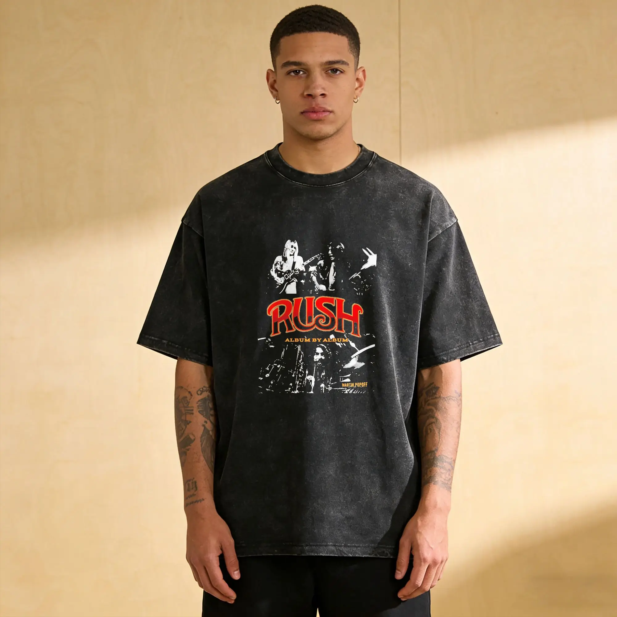 Rush Band T-Shirts for Men  Funny 100% Cotton Tees Round Neck Short Sleeve T Shirts Adult Tops