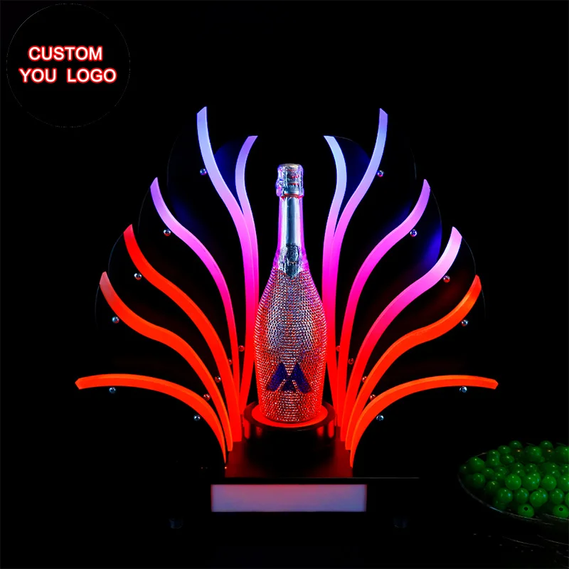 LED Bottle Presenter Security Display Backlit Stand Colorful Light 750ml Bottles Custom OEM Logo for Event Promotion