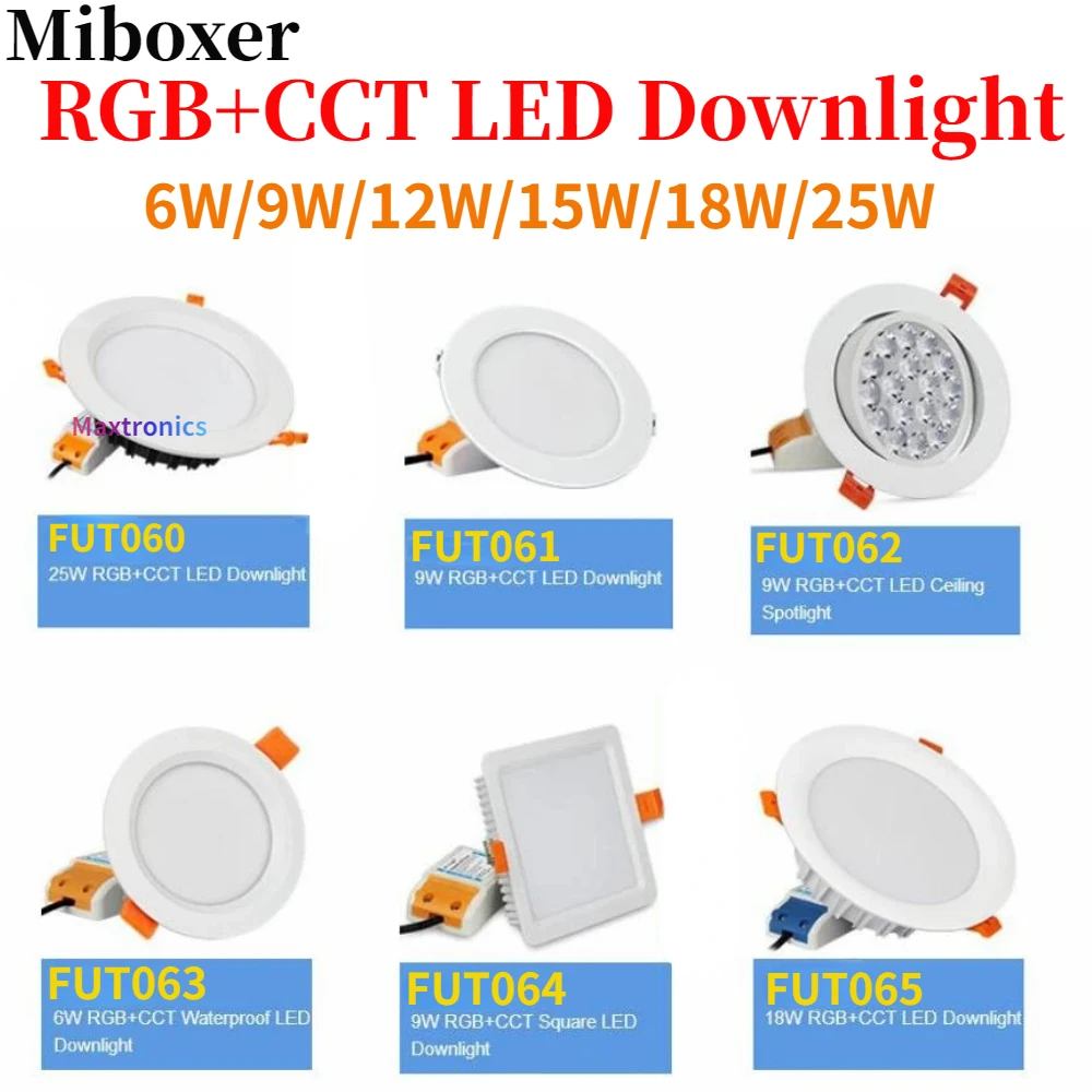 Miboxer RGB+CCT LED Downlight /2.4G Wifi RF Remote Control 6W 9W 12W 15W 18W 25W 16 Millions Brightness CCT Adjustable Spotlight