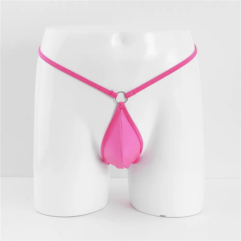 

Gay Erotic T Back Thongs for Men Fun Mini String Bikini Simple Personality Iron Ring Low Waist Swimsuit Sissy Bulge Pouch Pantie