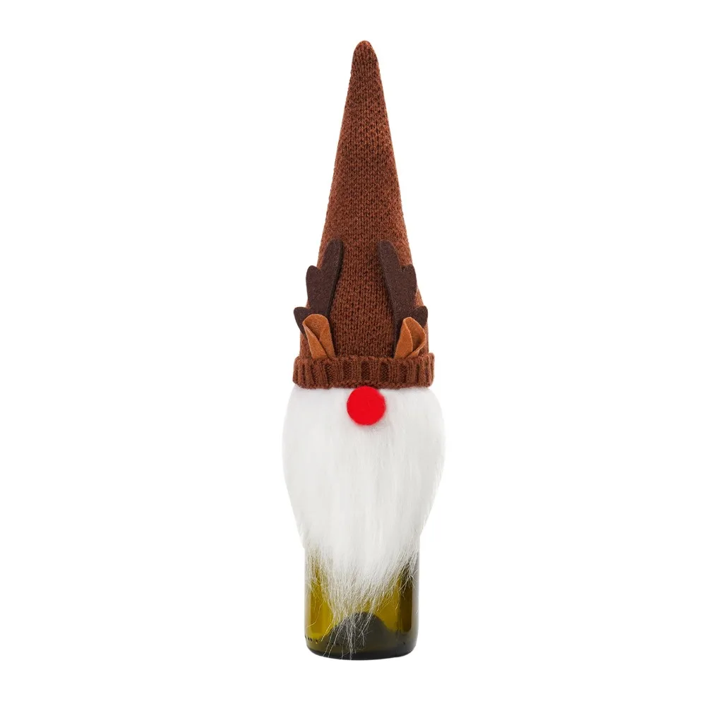 

Cartoon Christmas Wine Bottle Bag Cover Knitted Reusable Xmas Bottle Packing Snowman/Santa Champagne Wine Bag Festival