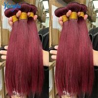 YOCYTU Burgundy Tissage Cheveux Humains 99J Meche Tissage Humain Hair 24 24 24 Pouces Lot De Tissage Cheveux Humain Lisse Tissage Naturel Brésilien 12A Tissage Brésilien Haut Qualité Tissage 100% Raw Haïr Bundles 2