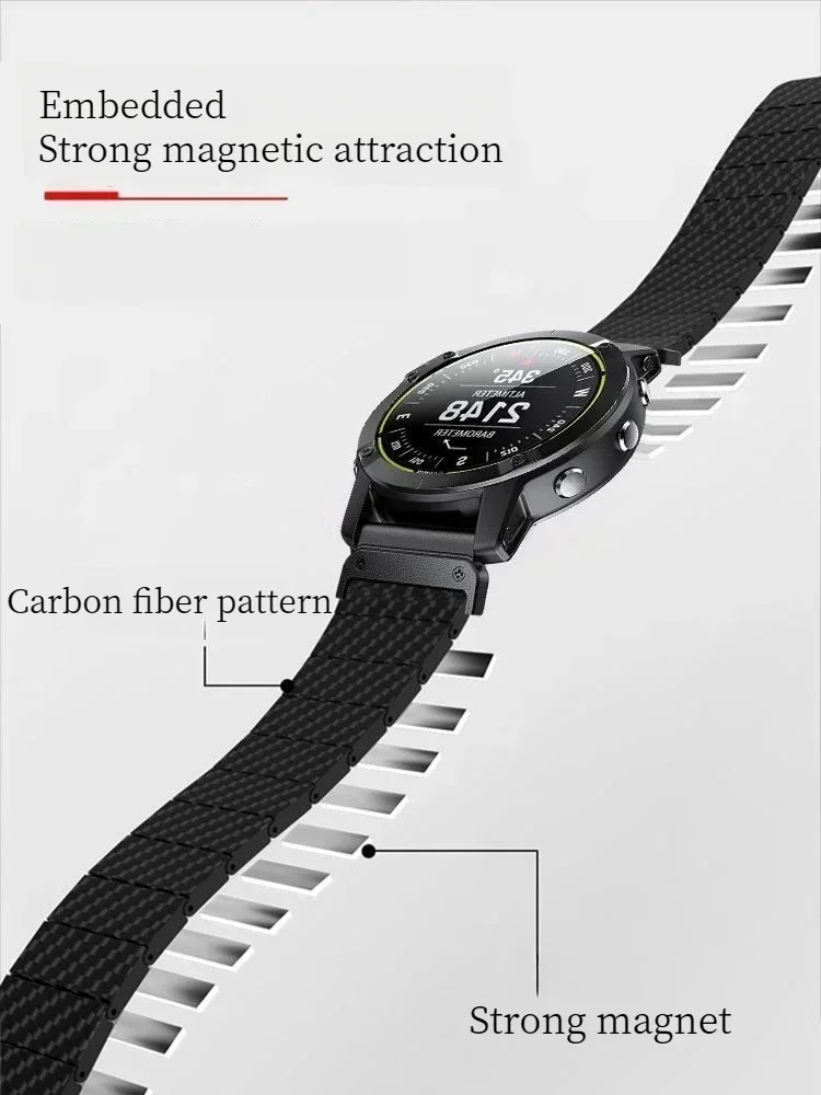 22mm 26mm Garmin Magnetic Strap Fenix7x Solar 5 5x Plus 6 6x Pro 7 Carbon Fiber Pattern Smartwatch Bracelet Band Forerunner 945