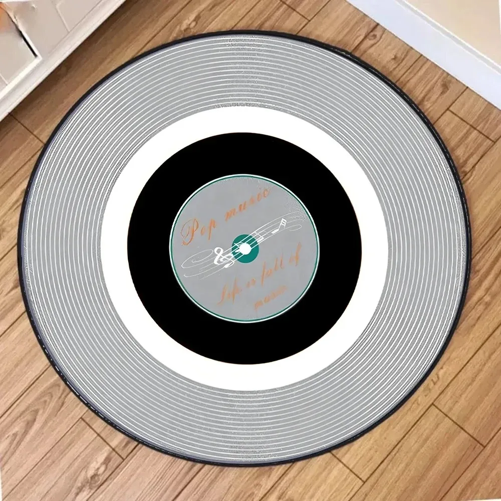 Vintage Vinyl Record Round Carpet Music Themed Rug for Living Room Sofa Bedside Floor Mat Unique Gift for Music Lovers Cocina 러그