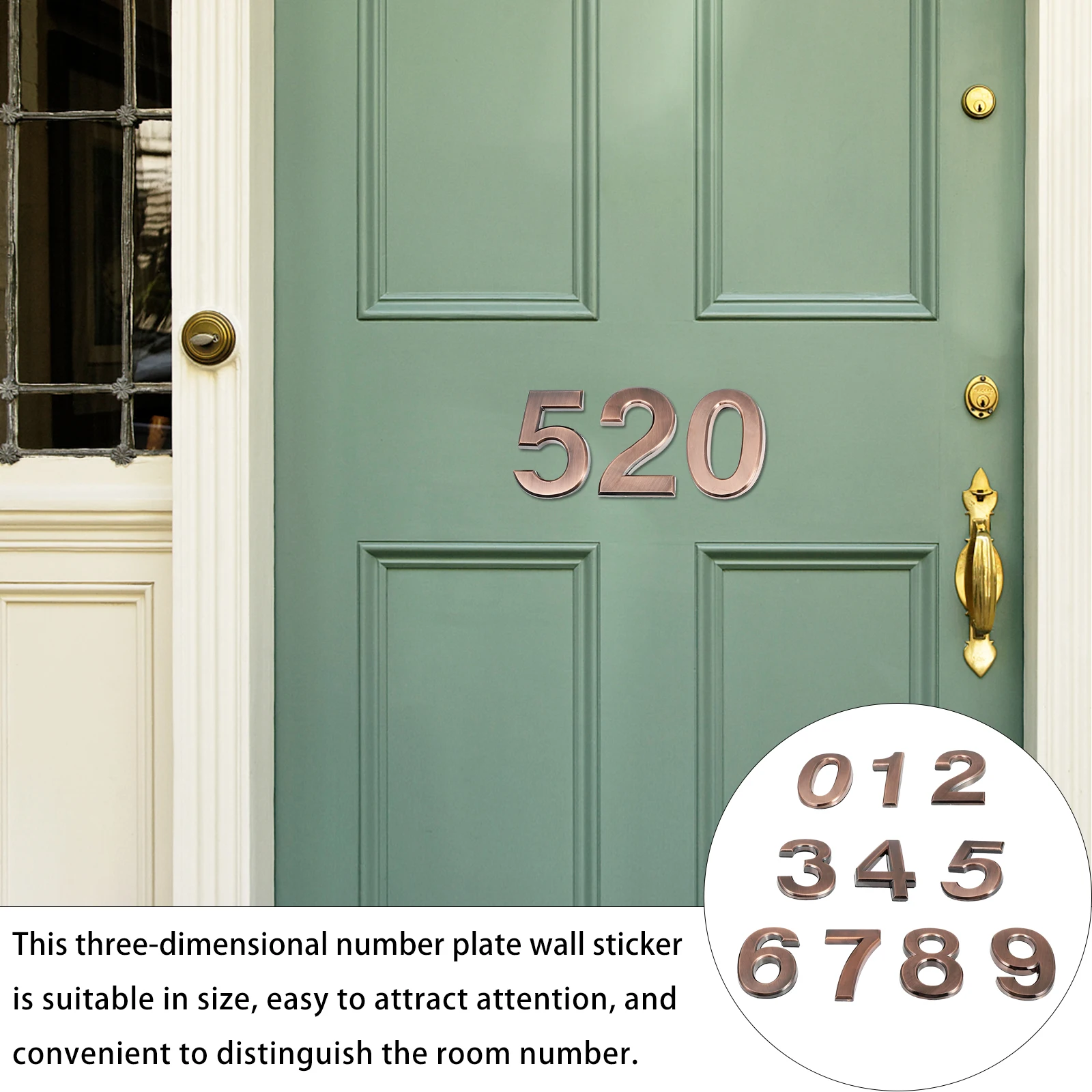 

10pcs 0-9 Sticker Mailbox Door Sign 3D Address Label Decal For Mailbox Decal Home Office Hotel Apartment