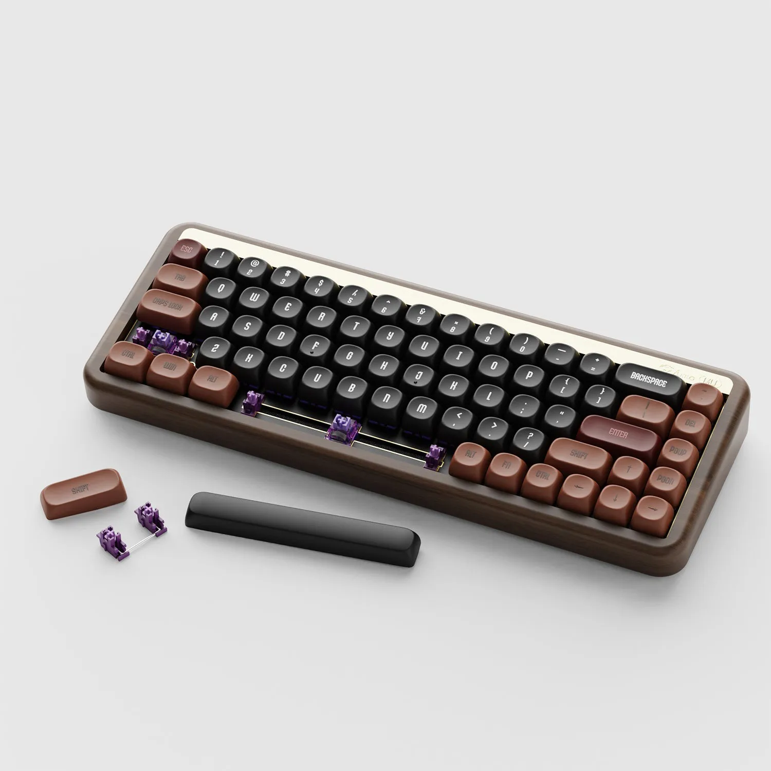 Akko MU01 Autumn Wooden Mechanical Keyboard MOA Profile RGB Hot-swappable BT 5.0/2.4G Wireless & Type-C Wired Gaming Keyboard