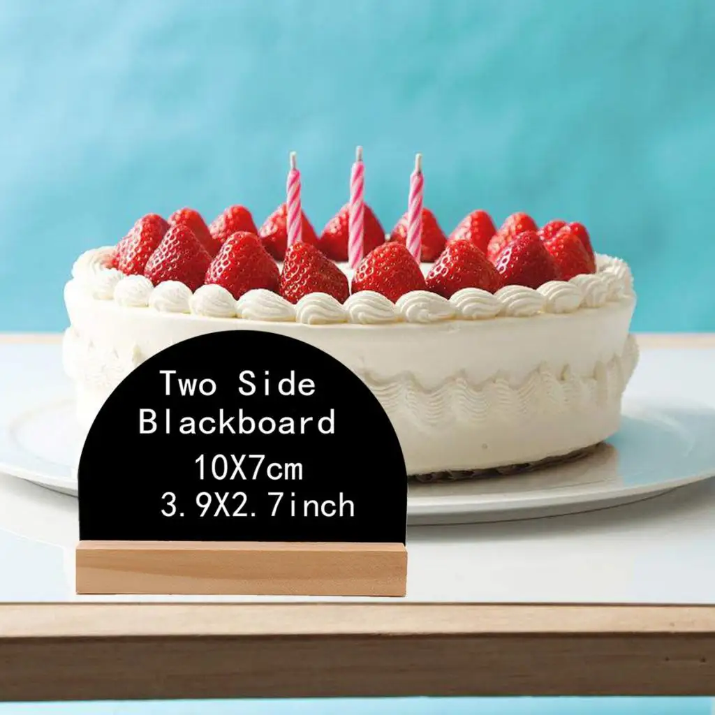 4 Pack Removable Double Sided Table Top Memo Chalkboard Display Sign - Placeholders with Wooden Base Stands