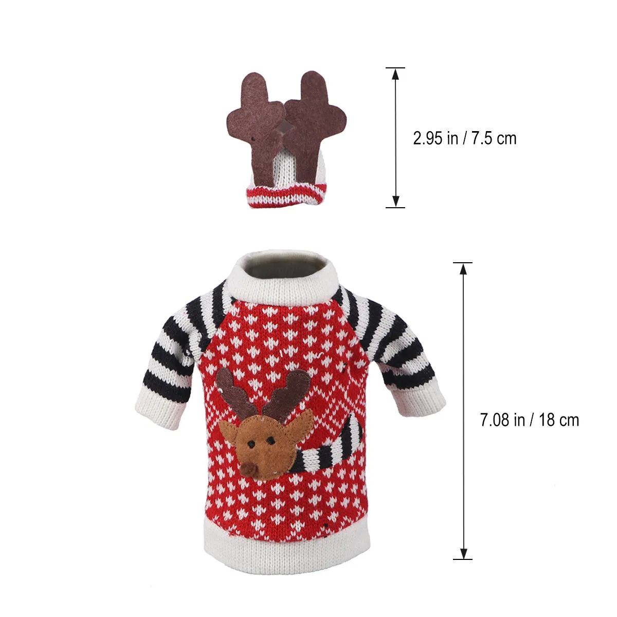Christmas Wine Bottle Cover Red Wool Fabric 16x12cm Reindeer Pattern Wrap Party Decoration Gift Wrap Christmas Wine Bottle Cover