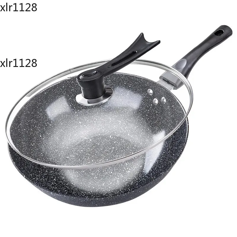 Maifan Stone Non-Stick Frying Pan Less Oil Fume Flat Bottom Iron Pan for Induction & Gas Stove