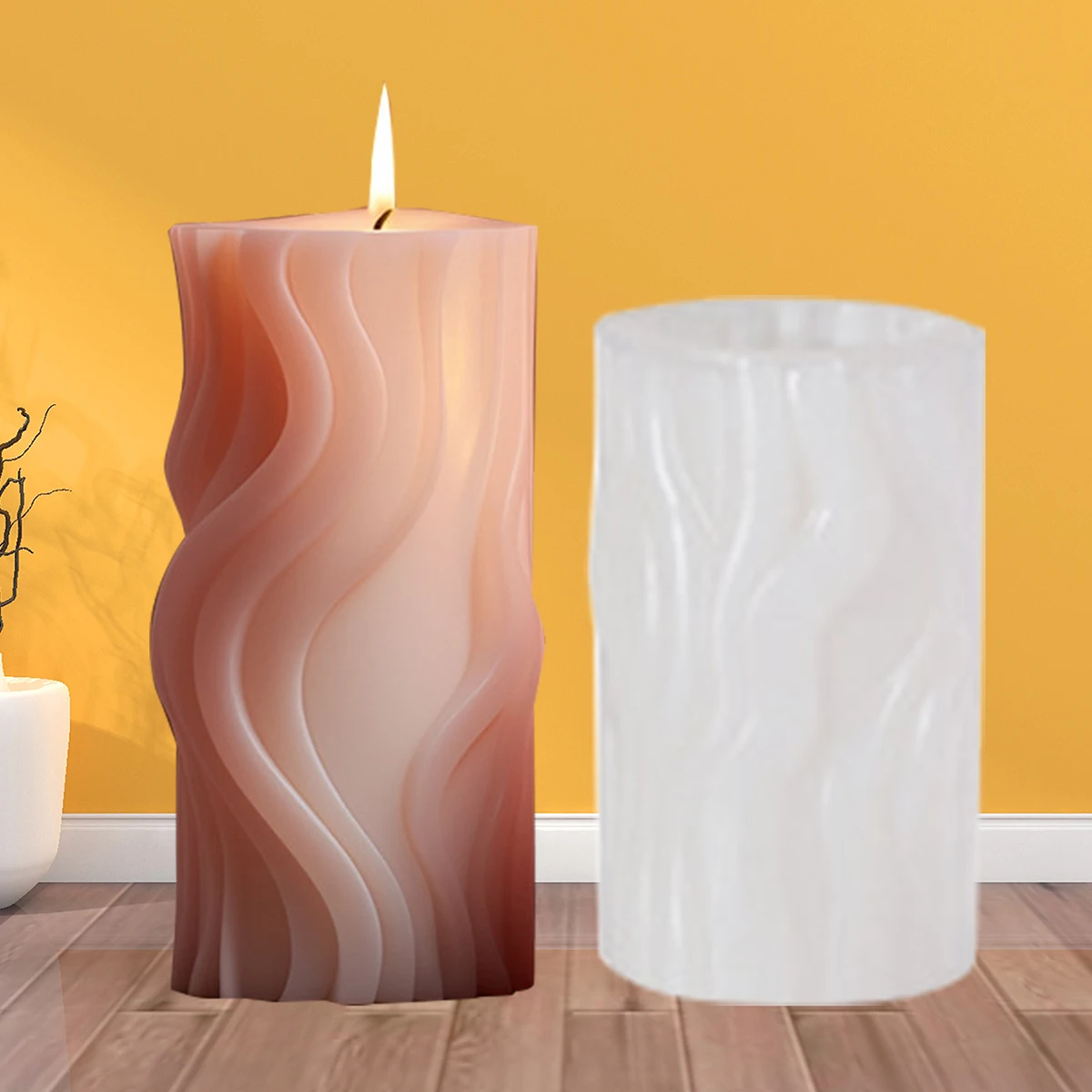 Wave Cylindrical Candle Mold – Aromatherapy Silicone for DIY Diffuser Stone, Home Decor Ornament Craft Supplies