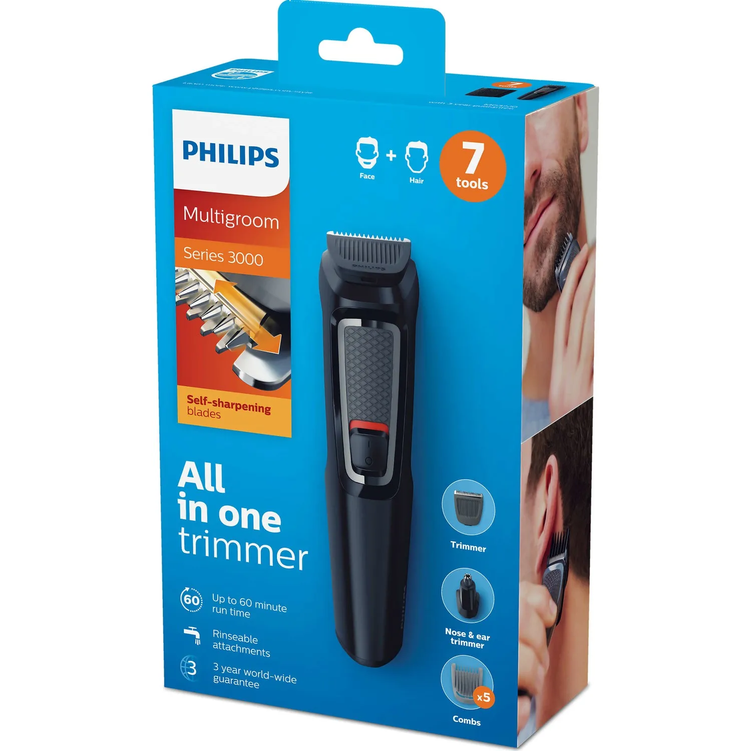 Philips mg3720 máquina de barbear homem aliciamento conjunto 7 em 1 cabelo barba bigode styler casa portátil original feminino masculino mg 3720