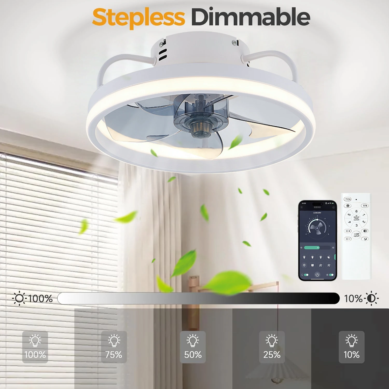 Ceiling Fans with Lights:  Bladeless Modern Ceiling Fans with Lights and Remote Ceiling Fan with Lights Ceiling Fan for Bedroom