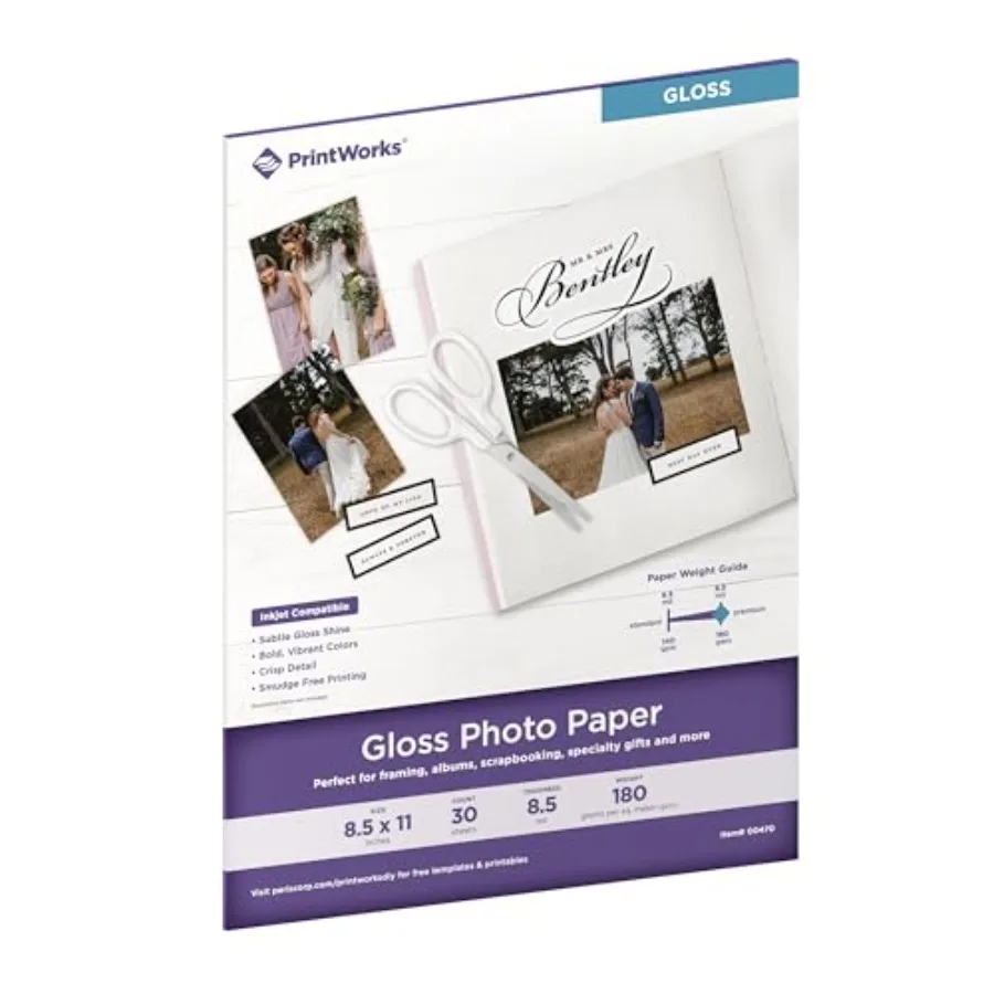 

Gloss Photo Paper, for Use with Inkjet Printers, Heavyweight 8.5 mil,,00470,White