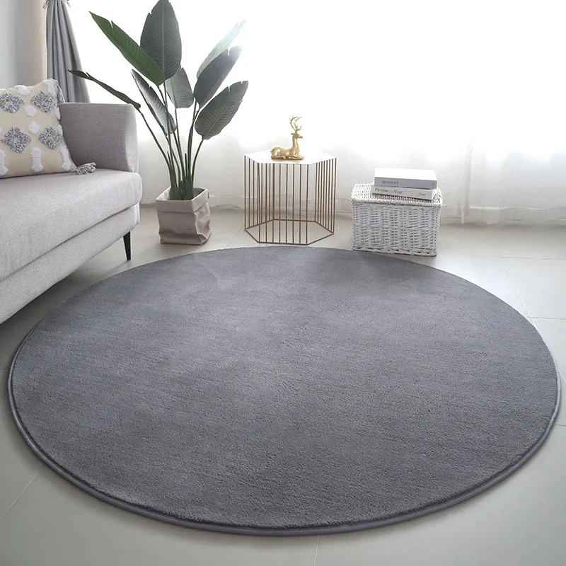 

Круглый коврик VIKAMA из кораллового флиса в минималистичном стиле, для гостиной, под диван, под журнальный столик, нескользящий, мягкий, для спальни, прикроватный коврик, декор для дома