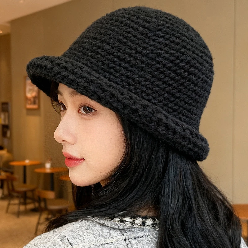 

Вязаная шапка-бини GEMVIE из мягкого теплого трикотажа для женщин и мужчин, осенне-зимняя, однотонная, крючком, вязаная кепка-бакет