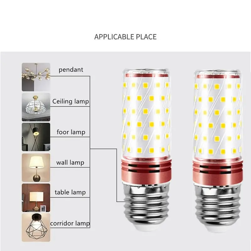 YWDZ-10Pcs E27 LED Corn Bulb 16W Corn Bulb Replace Halogens Lamps Small Screw-In Smart Three-Color Lighting