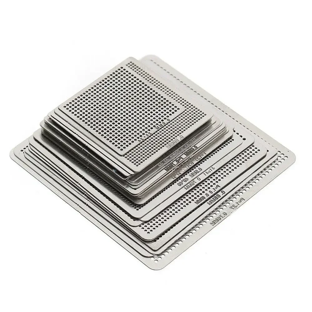 27Pcs/set Reball Reballing Rework Net Stencil Directly Heat Set Kit Silver Steel Quickly For Reballing The IC Brand New