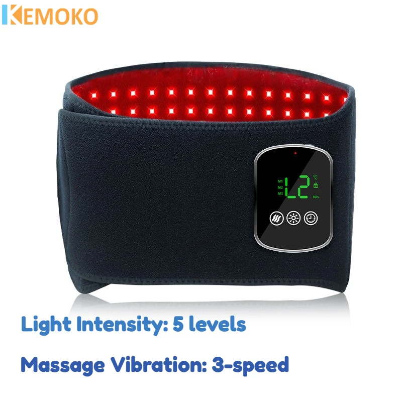 

Wireless 105 LEDs Red＆Infrared Light Therapy Waist Shoulder Massage Belt 850nm 660nm Heat Pad Muscle Relax 3 Gear Body Vibration