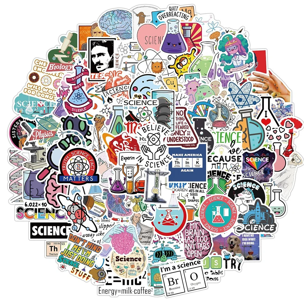 10/50/100PCS Science Lab Anatomy Biology Stickers Fridge Guitar Laptop Motorcycle Luggage Cartoon Classic Kid Sticker Decals