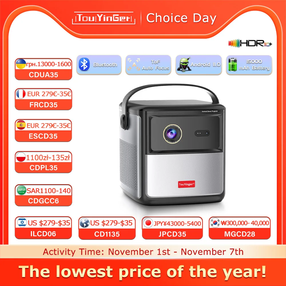 

TouYinger G5 Портативный 4K проектор 1080p Домашний кинотеатр Full HD проектор Android Dlp Beamer 3d U80 Кино Смартфон с батареей