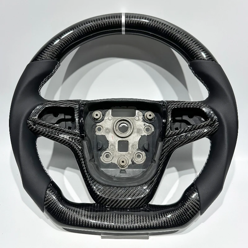 Real Black Carbon Fiber Silver Center Line Perforated Leather Black Stitching Steering Wheel Suitable for Holden VF DIY Design