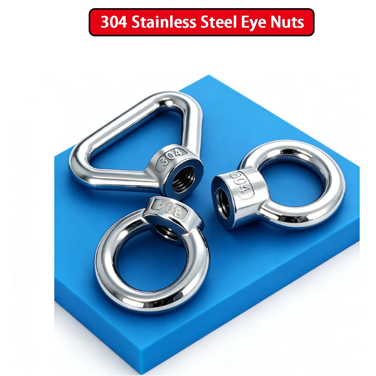304 Stainless Steel Eye Nuts - Japanese Style Lifting Ring Nuts for Marine Use M4M5M6M8M10M12M16