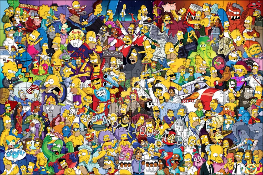 The Simpsons Jigsaw Puzzle Disney 300/500/1000 Pieces Wooden Puzzles for Adults Decompression Games Children's Intelligence Toys