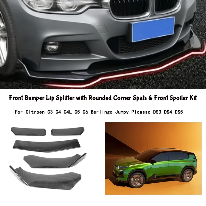 5-Segment Adjustable Front Bumper Lip Splitter Body Kit For Citroen C3 C4 C4L C5 C6 Berlingo Jumpy Picasso DS3 DS4 DS5