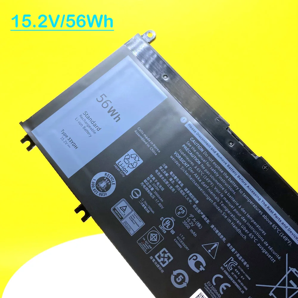 15.2V 56Wh 33YDH Laptop Battery For Dell Inspiron 17 7773 7778 7779 7786 15 7588 7577 Vostro 7570 7580 Series P30E 99NF2 PVHT1