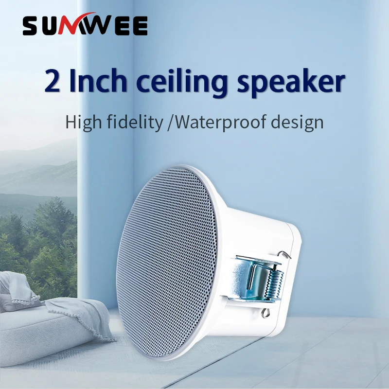 2 Inch waterproof Ceiling Speaker Perfect For Office Living Room Bathroom Passive Speakers High Sound Quality Background Music