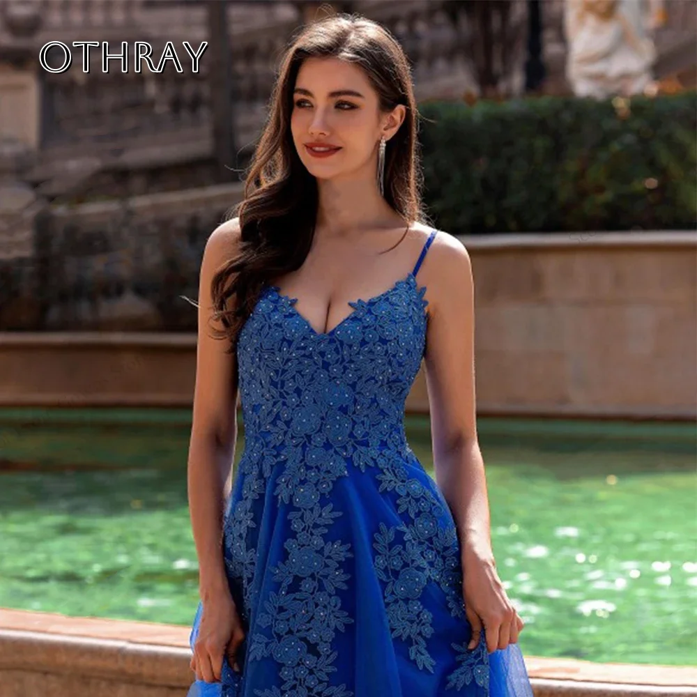 Correas espaguetis De encaje con cuentas, vestidos De noche largos De corte en A, corsé personalizado en la espalda, vestidos formales sin mangas para graduación, bata De velada