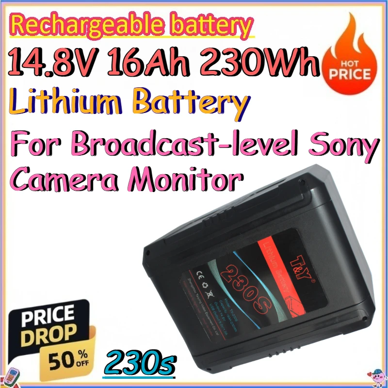 14.8V 16Ah 230Wh Lithium Battery for Broadcast-level Sony Camera Monitor V-shaped Bayonet USB Output Battery 230S