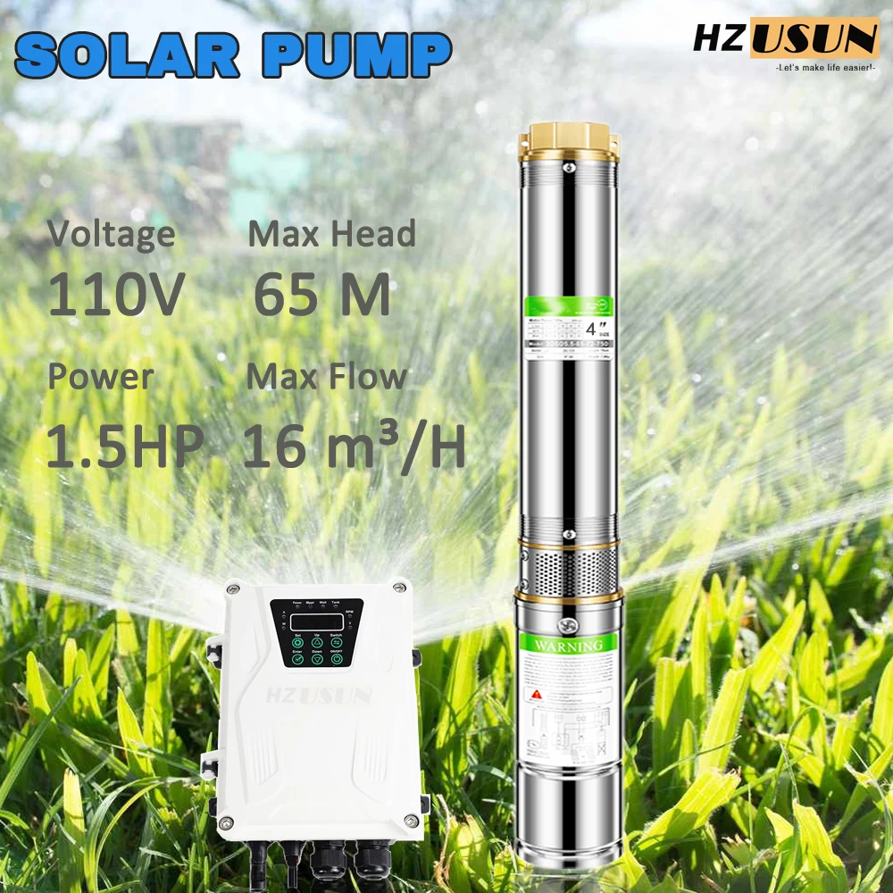 2 HP 2'' Pipe DC Solar Submersible Pump with Plastic Impeller Price 120Ft Borewell Photovoltaic Solar Pumping System for Farm